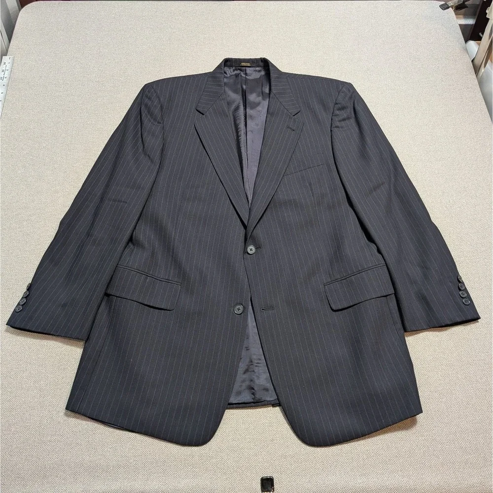 Hart Schaffner Marx Men's Blazer 44R Charcoal Pinstripe Comfort Plus Coat Jacket